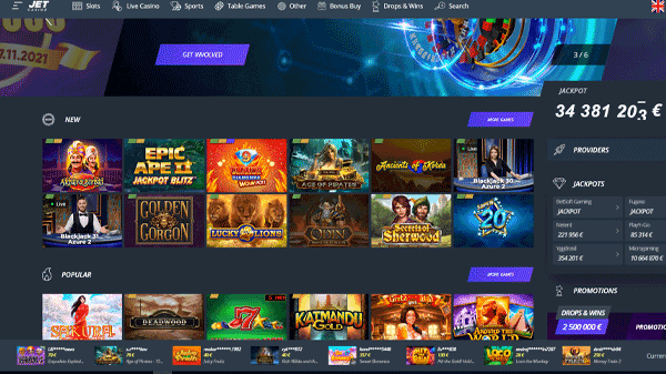 Jet Casino Games Library