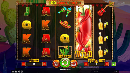 100 Lucky Chilies Slot Reels