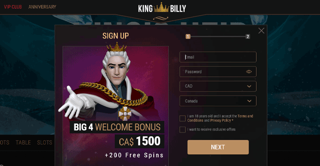 King Billy Sign Up