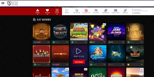 Online Casino Captain Spins Games Collection