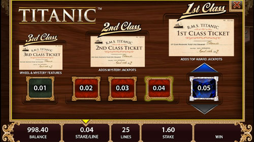 Titanic Slot Bets Range