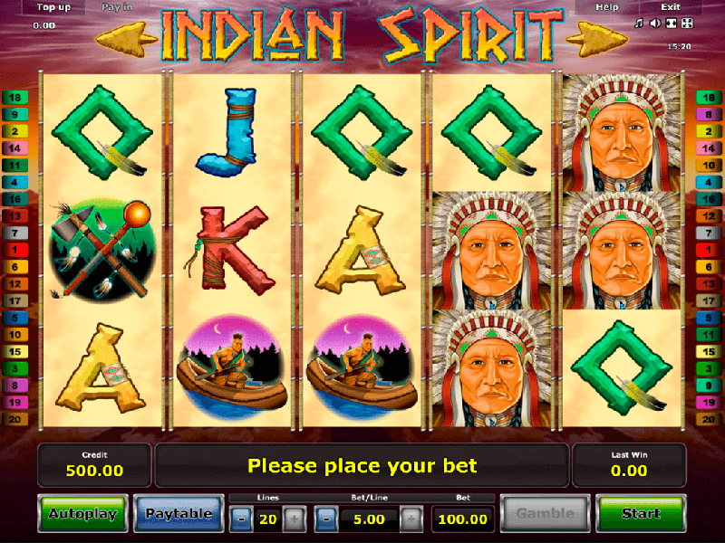 игровой автомат indian spirit novomatic