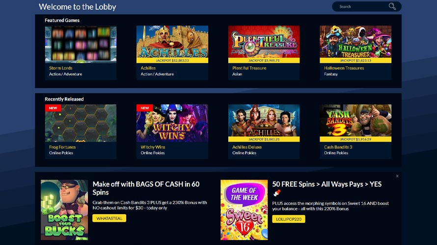 True Blue Casino Online Lobby